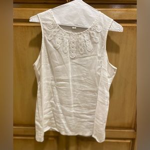 Coldwater Creek Womens Plus Size Linen White Sleeveless Top